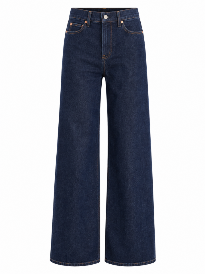 Dark Indigo Wide-Leg Flare High-Rise Jeans