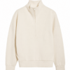 Off-White Oversized Quarter-Zip Mock Neck Sweater