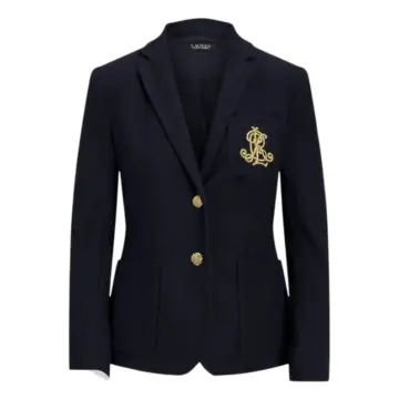 Dark Navy Tailored Blazer with Gold-Button Detail