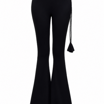Black High-Waist Flared Jeans with Belt
