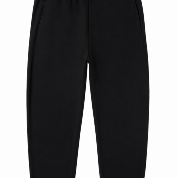 Black Relaxed Tapered Jogger Pants with Cuffed Ankles