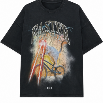 Faded Black Oversized T-Shirt with Distressed Graphic