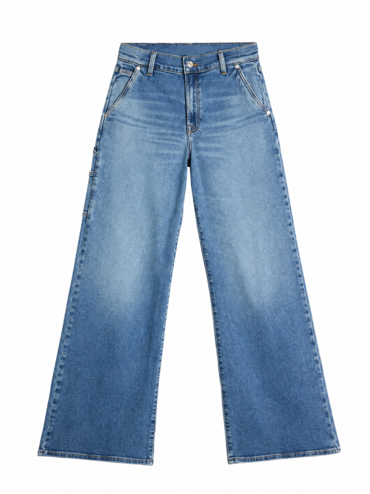 Medium Blue High-Rise Wide Leg Jeans