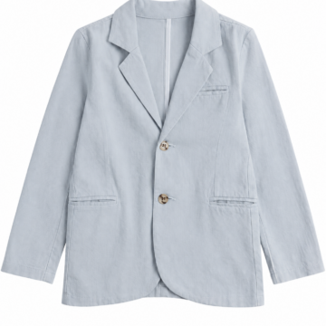 Light Blue Relaxed Fit Blazer with Patch Pockets