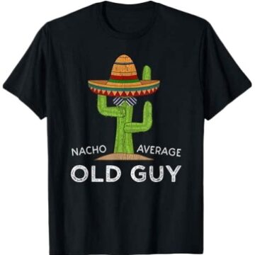 Black Crew Neck Graphic T-Shirt with Cactus Sombrero Print