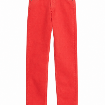 Red Straight-Leg High-Rise Jeans