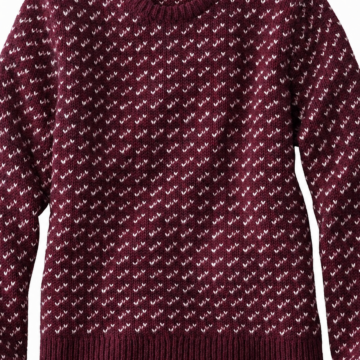 Burgundy Geometric Chevron Pattern Knit Sweater